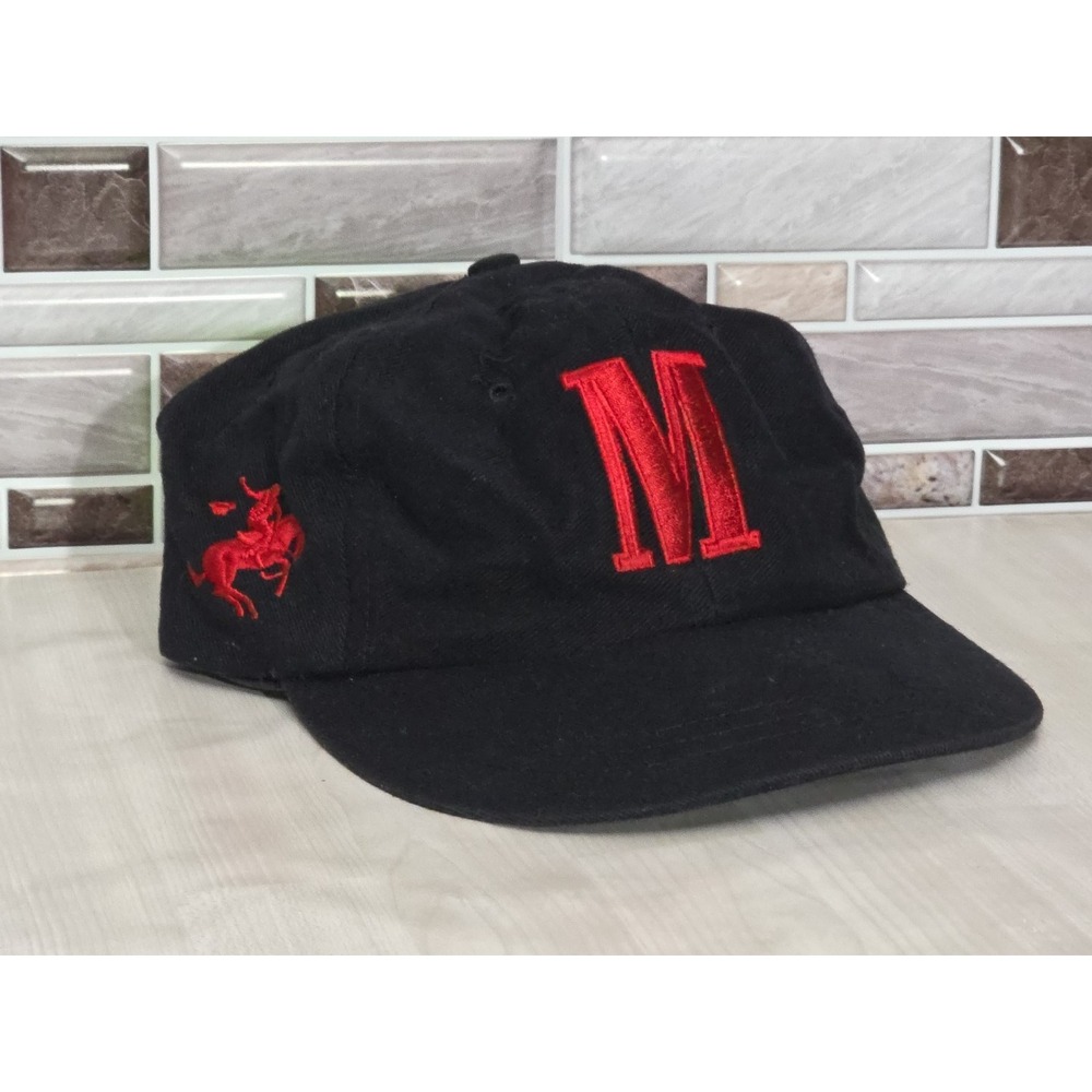 Vintage 90s Black Red Strapback Hat Cowboy Cigarette Brand Men's Ball Cap - Picture 10 of 16